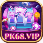 PK68 Game logo shows a 777 in center and a purple background